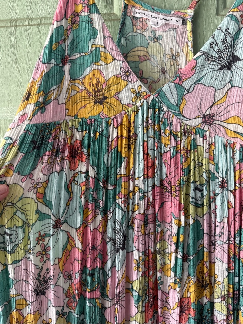 O'Neill Floral Maxi Skirt in Pink, Green & Yellow